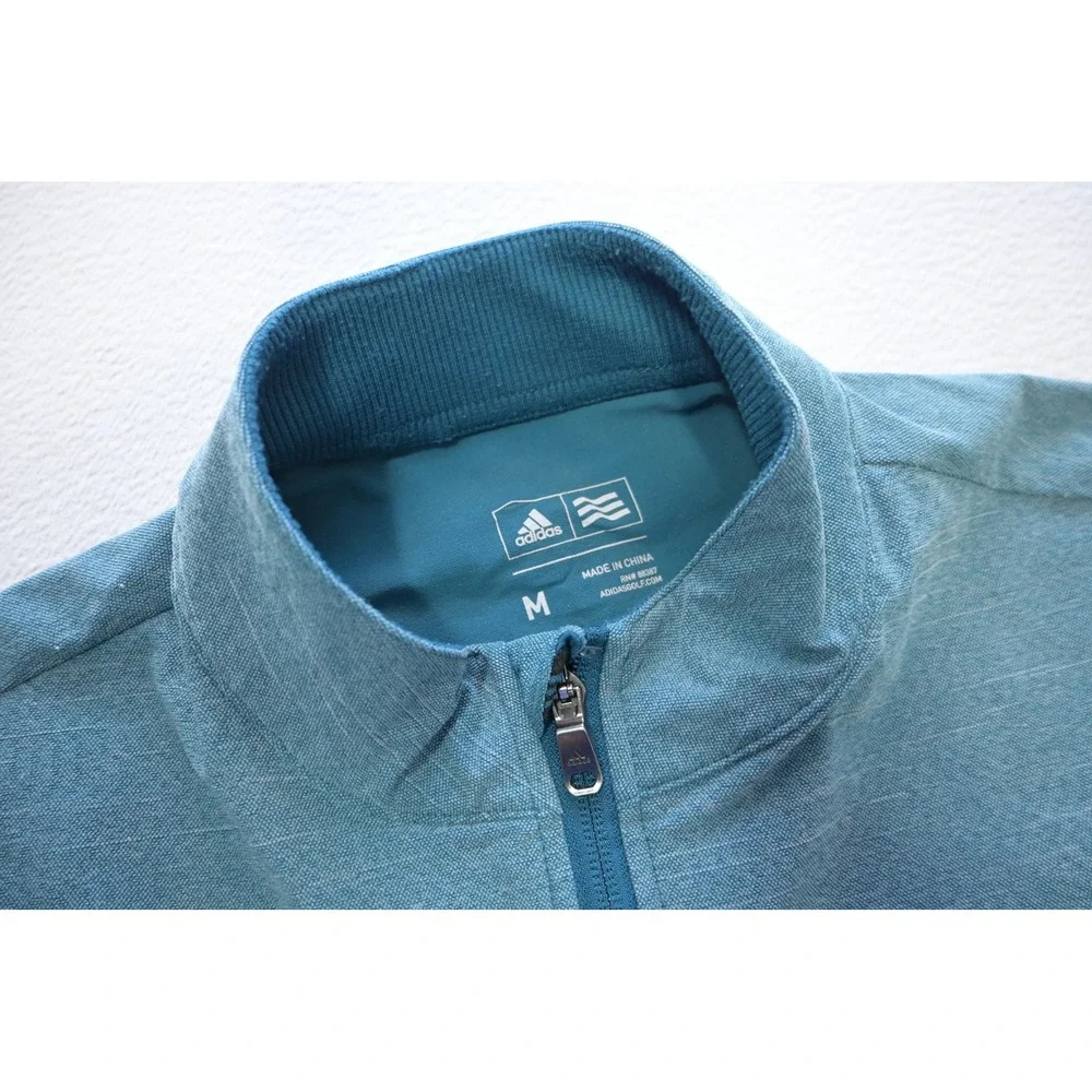 Adidas Golf Jacket Mens‎ Medium Blue Full Zip Mock Neck Performance Excellent